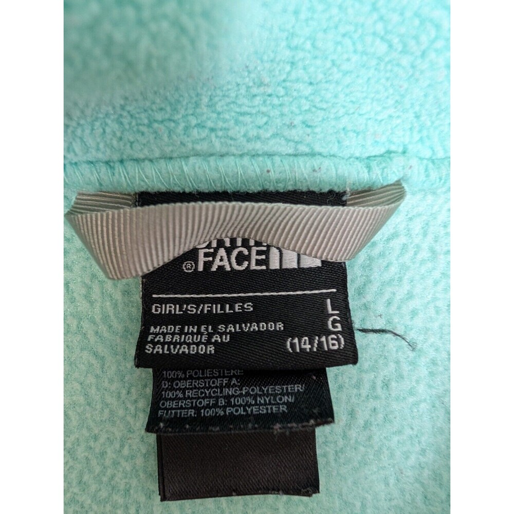 The North Face Fleece Jacket Girls Sz Large 14/16 Mint Green Zip Up Pockets - Picture 4 of 16